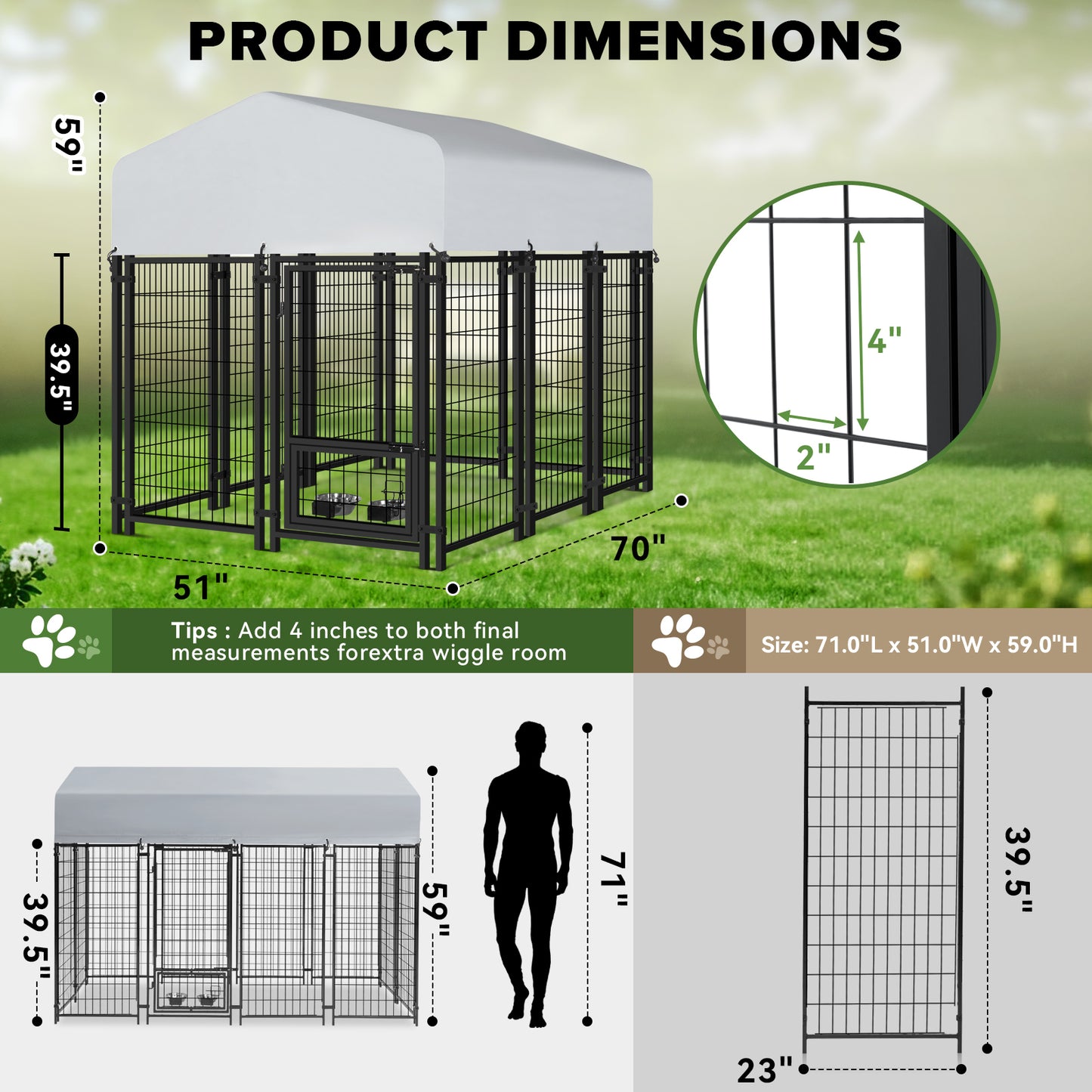Extra Large Outdoor Dog Kennel | Heavy-Duty Welded Wire Playpen with Waterproof Roof & Safety Lock