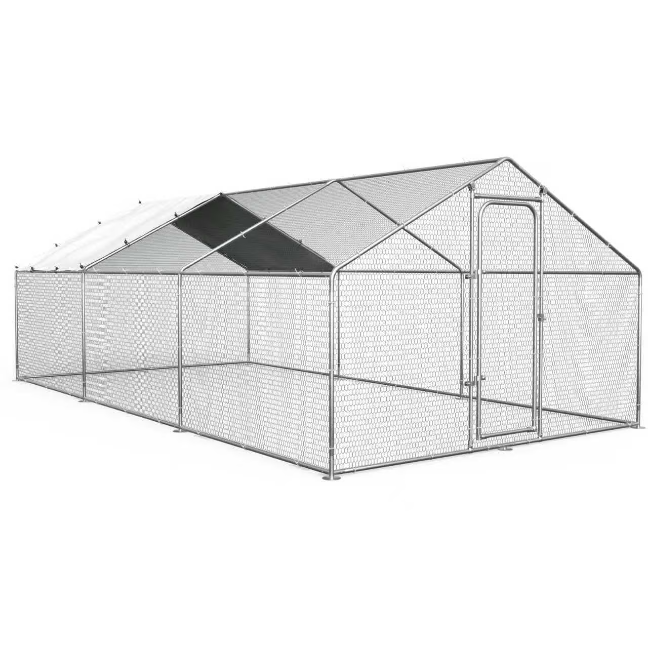 Oranland Large Walk-in Metal Chicken Coop Run 14.8'x9.9'x6.5' Galvanized Hardware, Waterproof & Anti-UV Cover for Backyard