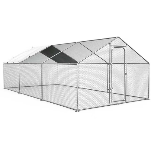 Oranland Large Walk-in Metal Chicken Coop Run 14.8'x9.9'x6.5' Galvanized Hardware, Waterproof & Anti-UV Cover for Backyard