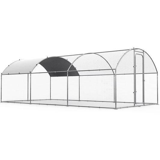 Oranland 14.76'x 9.9'x 6.4' Large Metal Chicken Coop, Chicken Runs for Yard with Waterproof and Anti-UV Cover, Walk-in Metal Poultry Cage for Backyard, Farm