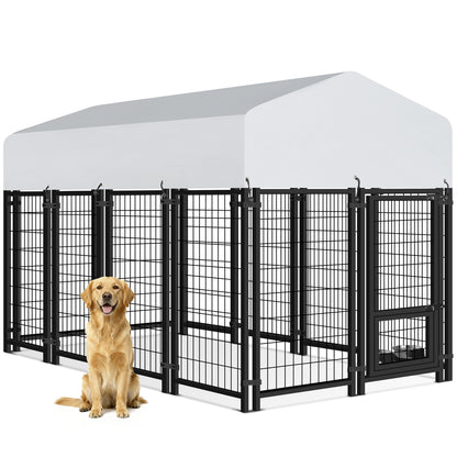 Extra Large Outdoor Dog Kennel | Heavy-Duty Welded Wire Playpen with Waterproof Roof & Safety Lock