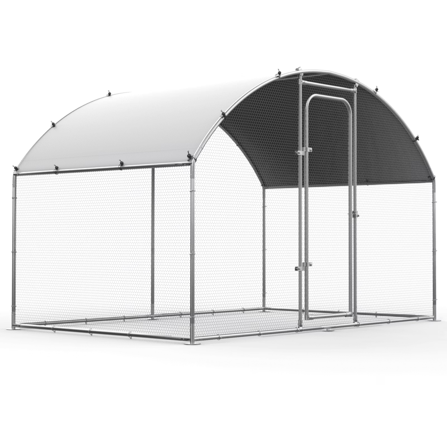 Oranland 4.92'x 9.9'x 6.4' Large Metal Chicken Coop, Chicken Runs for Yard with Waterproof and Anti-UV Cover, Walk-in Metal Poultry Cage for Backyard, Farm