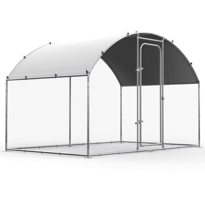 Oranland 4.92'x 9.9'x 6.4' Large Metal Chicken Coop, Chicken Runs for Yard with Waterproof and Anti-UV Cover, Walk-in Metal Poultry Cage for Backyard, Farm