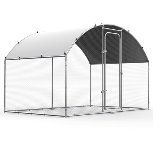 Oranland 4.92'x 9.9'x 6.4' Large Metal Chicken Coop, Chicken Runs for Yard with Waterproof and Anti-UV Cover, Walk-in Metal Poultry Cage for Backyard, Farm