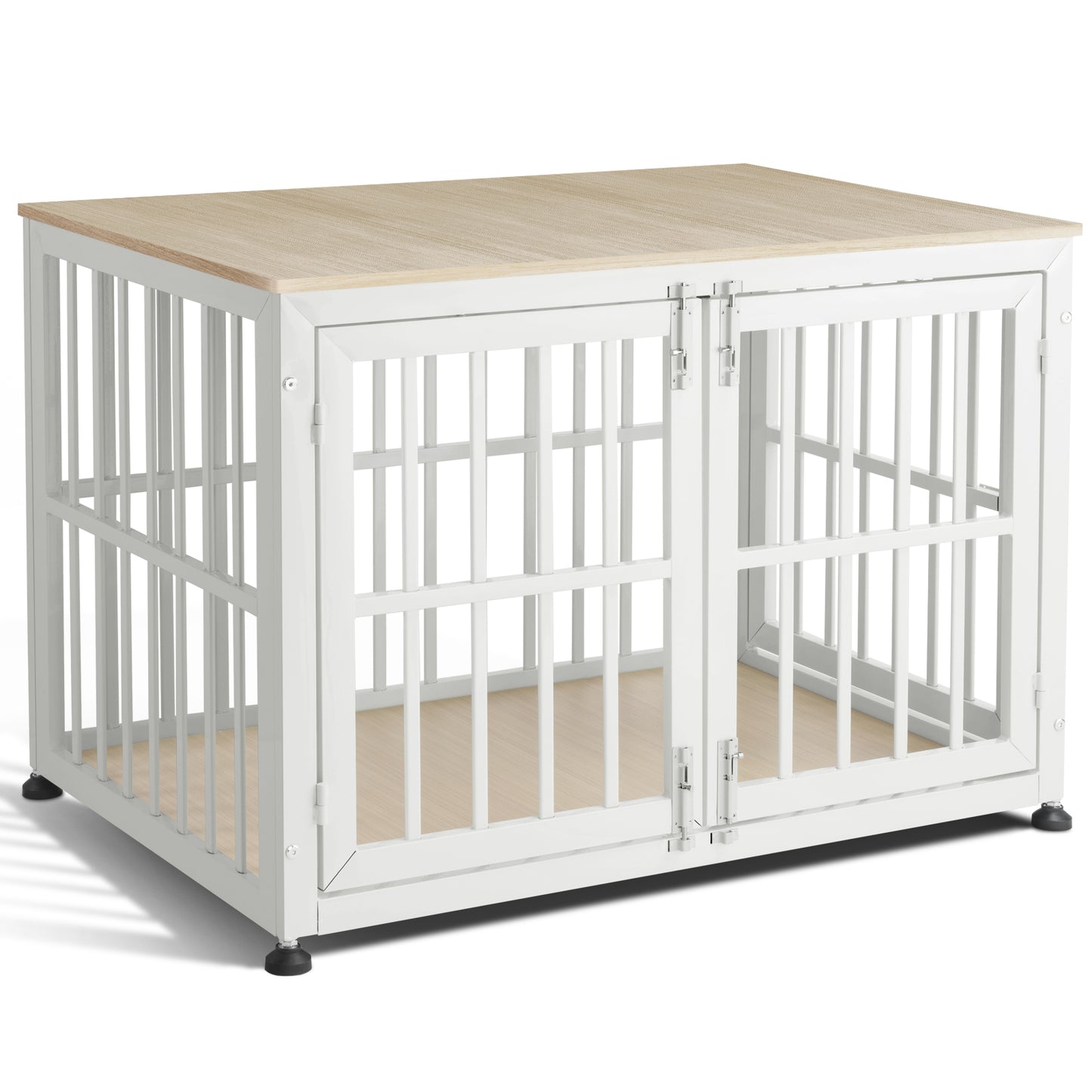 Oranland 42 Inch Heavy Duty Dog Crate Furniture,Dog Kennel Furniture Indoor for Large and Medium Dogs,Decorative Pet House End Table, 0.8 Inch Steel Tubes Wooden Cage/Max Load Capacity 300lbs/White