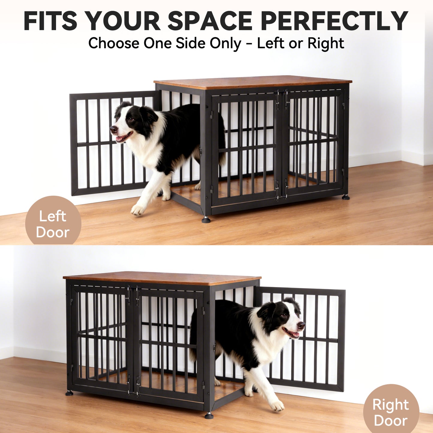 Oranland 42 Inch Heavy Duty Dog Crate Furniture,Dog Kennel Furniture Indoor for Large and Medium Dogs,Decorative Pet House End Table, 0.8 Inch Steel Tubes Wooden Cage/Max Load Capacity 300lbs/White