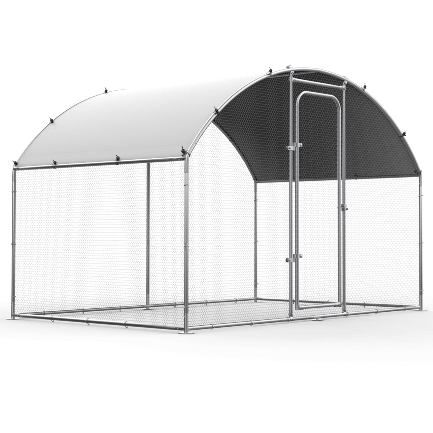 ORANLAND Large Metal Chicken Coop, Walk-In Dome Chicken Run for Backyard, Heavy-Duty Outdoor Poultry Enclosure with Secure Lock and Waterproof Cover