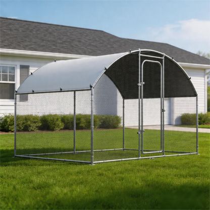 Oranland 4.92'x 9.9'x 6.4' Large Metal Chicken Coop, Chicken Runs for Yard with Waterproof and Anti-UV Cover, Walk-in Metal Poultry Cage for Backyard, Farm