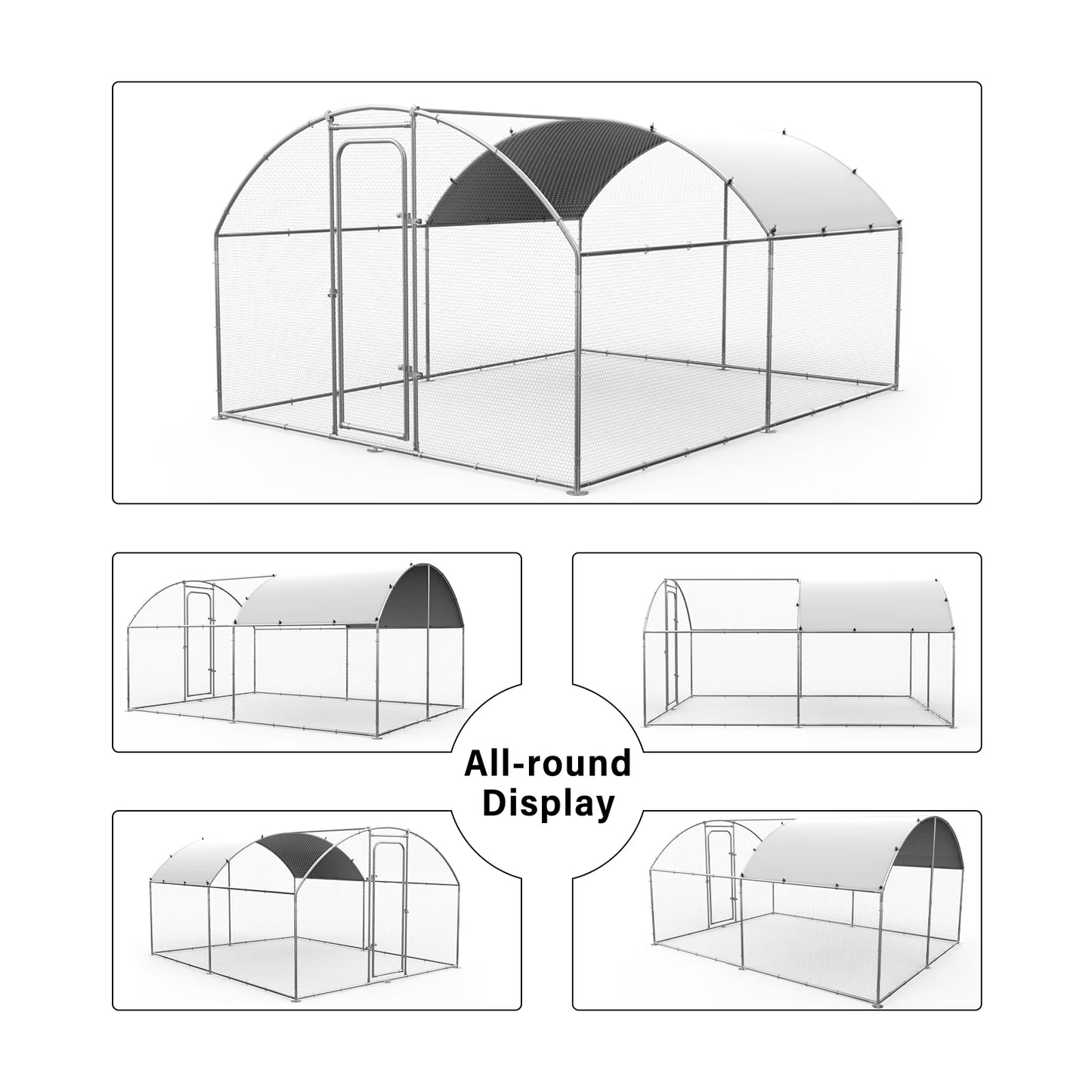 Oranland 9.9'x 9.9'x 6.4' Large Metal Chicken Coop, Chicken Runs for Yard with Waterproof and Anti-UV Cover, Walk-in Metal Poultry Cage for Backyard, Farm