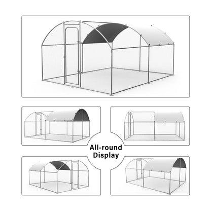 Oranland 9.9'x 9.9'x 6.4' Large Metal Chicken Coop, Chicken Runs for Yard with Waterproof and Anti-UV Cover, Walk-in Metal Poultry Cage for Backyard, Farm