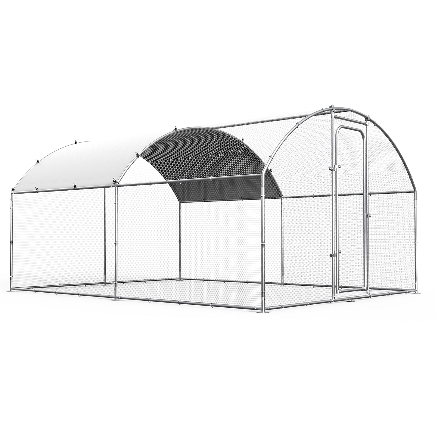 ORANLAND Large Metal Chicken Coop, Walk-In Dome Chicken Run for Backyard, Heavy-Duty Outdoor Poultry Enclosure with Secure Lock and Waterproof Cover