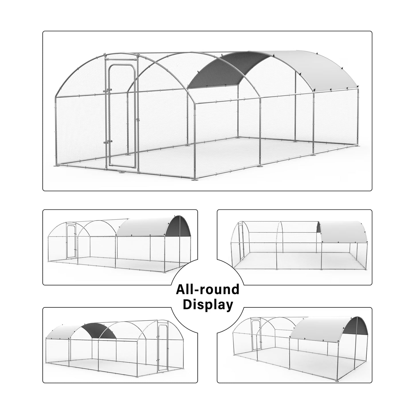 Oranland 14.76'x 9.9'x 6.4' Large Metal Chicken Coop, Chicken Runs for Yard with Waterproof and Anti-UV Cover, Walk-in Metal Poultry Cage for Backyard, Farm