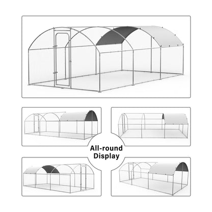 Oranland 14.76'x 9.9'x 6.4' Large Metal Chicken Coop, Chicken Runs for Yard with Waterproof and Anti-UV Cover, Walk-in Metal Poultry Cage for Backyard, Farm