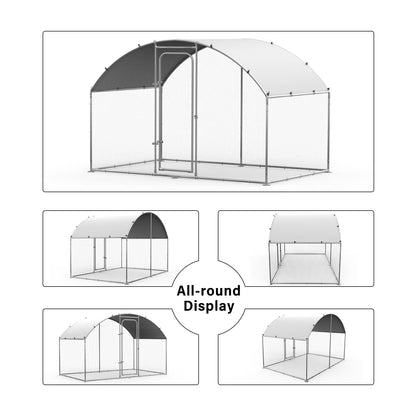 Oranland 4.92'x 9.9'x 6.4' Large Metal Chicken Coop, Chicken Runs for Yard with Waterproof and Anti-UV Cover, Walk-in Metal Poultry Cage for Backyard, Farm