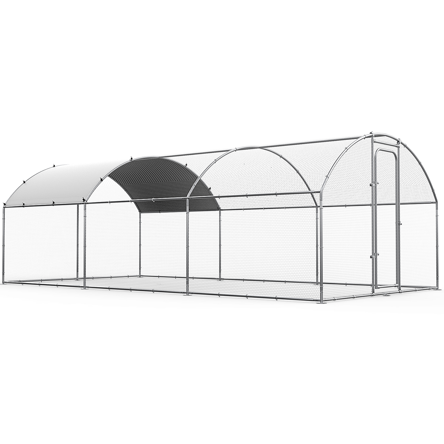 ORANLAND Large Metal Chicken Coop, Walk-In Dome Chicken Run for Backyard, Heavy-Duty Outdoor Poultry Enclosure with Secure Lock and Waterproof Cover