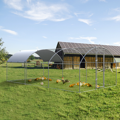 ORANLAND Large Metal Chicken Coop, Walk-In Dome Chicken Run for Backyard, Heavy-Duty Outdoor Poultry Enclosure with Secure Lock and Waterproof Cover