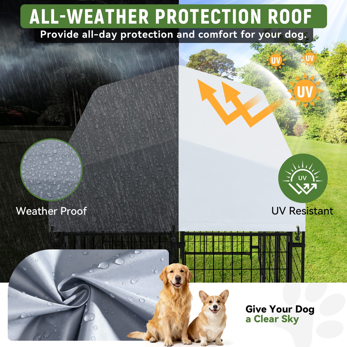 Extra Large Outdoor Dog Kennel | Heavy-Duty Welded Wire Playpen with Waterproof Roof & Safety Lock