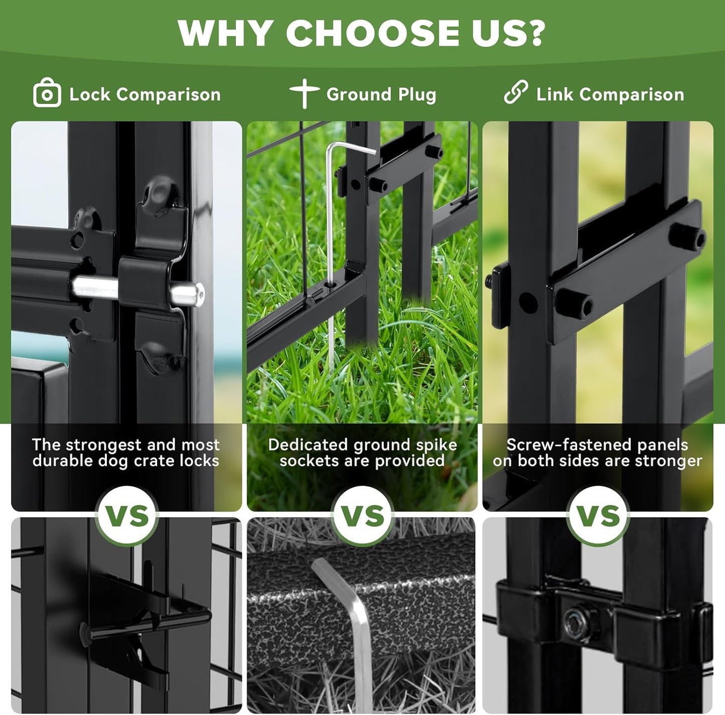 Oranland 4x4x6 FT Outdoor Dog Kennel with Waterproof Roof, Heavy-Duty Welded Wire Steel Dog Pen with Secure Lock and 360° Rotating Feeding Bowls